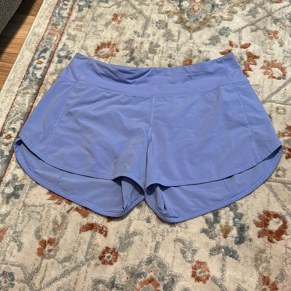 Lululemon speed up shorts, 4” inseam- periwinkle size 8